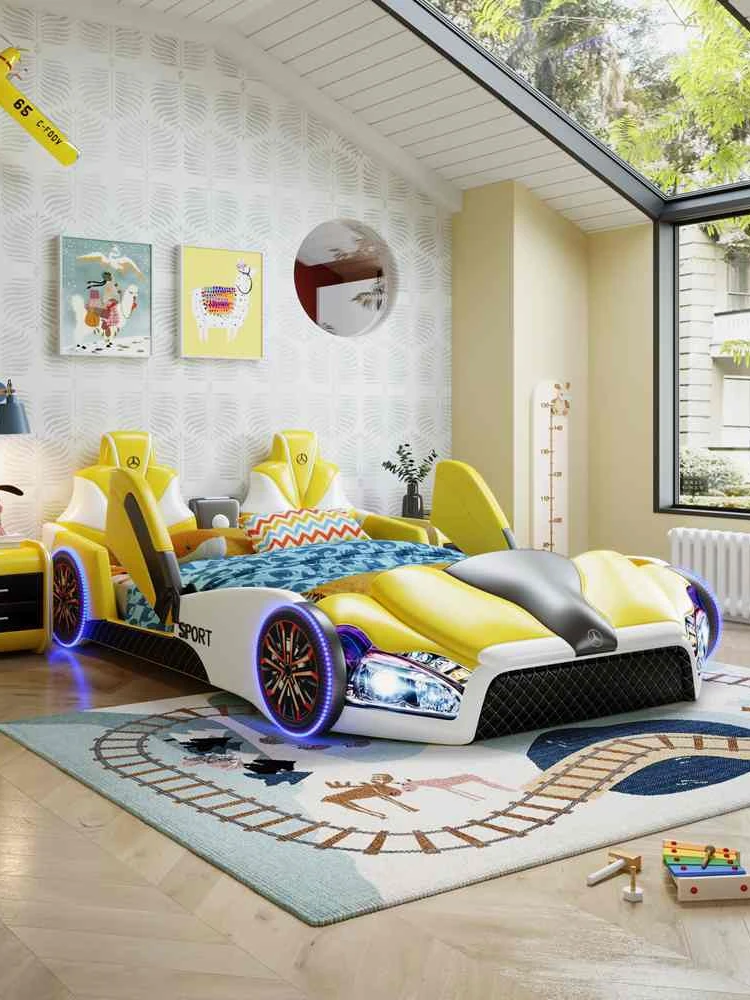 

Children's Boys Single Solid Wood Guardrail Girls Princess Cartoon Children's Room Creative Car Leather