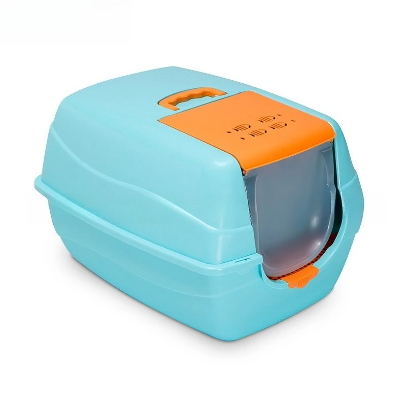 صندوق فضلات القطط كبير الحجم، شبه مغلق، كبير جدًا، ماين، موتبيت، مرحاض مقاوم للرذاذ، صندوق شرف القطط.