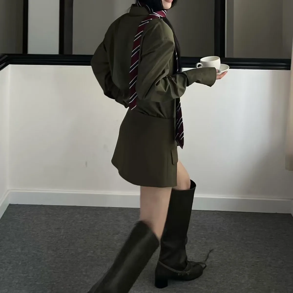 KWTX Women's 2 Piece Shirt Set Casual Elegant Chic Slim Fit Designer Lapel Single Button with Cincher Belt Premium Solid SS25