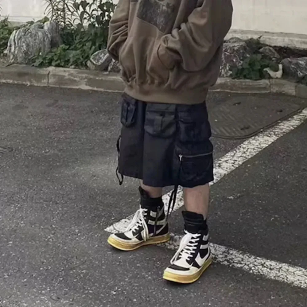 Dark RO Summer High Street Shorts Men's Functional Style Three-dimensional Pocket Tactical Workwear Shorts Five Quarter Pants