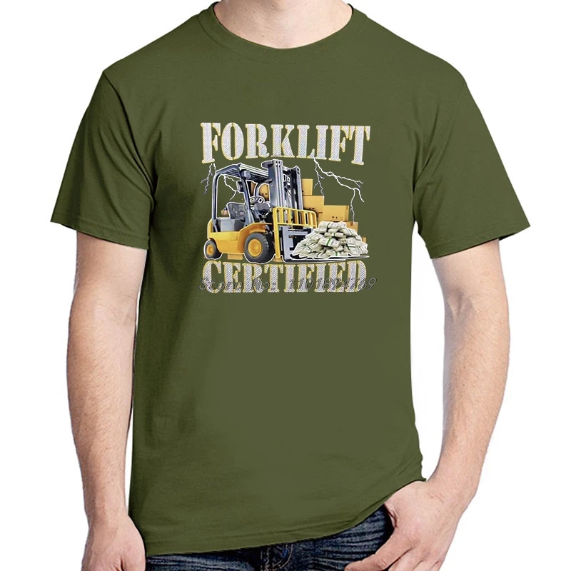 Funny Forklift Certified Operator Print Graphic T Shirts Vintage Fashion Short Sleeve T-Shirts Cotton Casual Cozy Men's T-Shirt