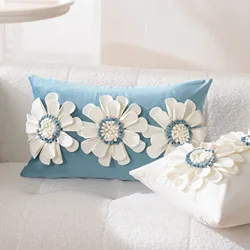 Rectangle Cushion Cover 3D Florals Handmade Pedal Sunflower For Home Decoration Living Room Sofa Couch Bed Soft Velvet 30x50cm