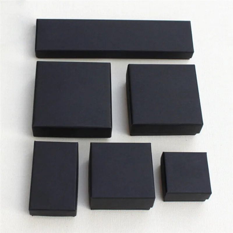 1PCS Black Jewelry Display Gifts Box Organizer Engagement for Ring Earring Brooch Necklace Bracelet Packaging Boxes