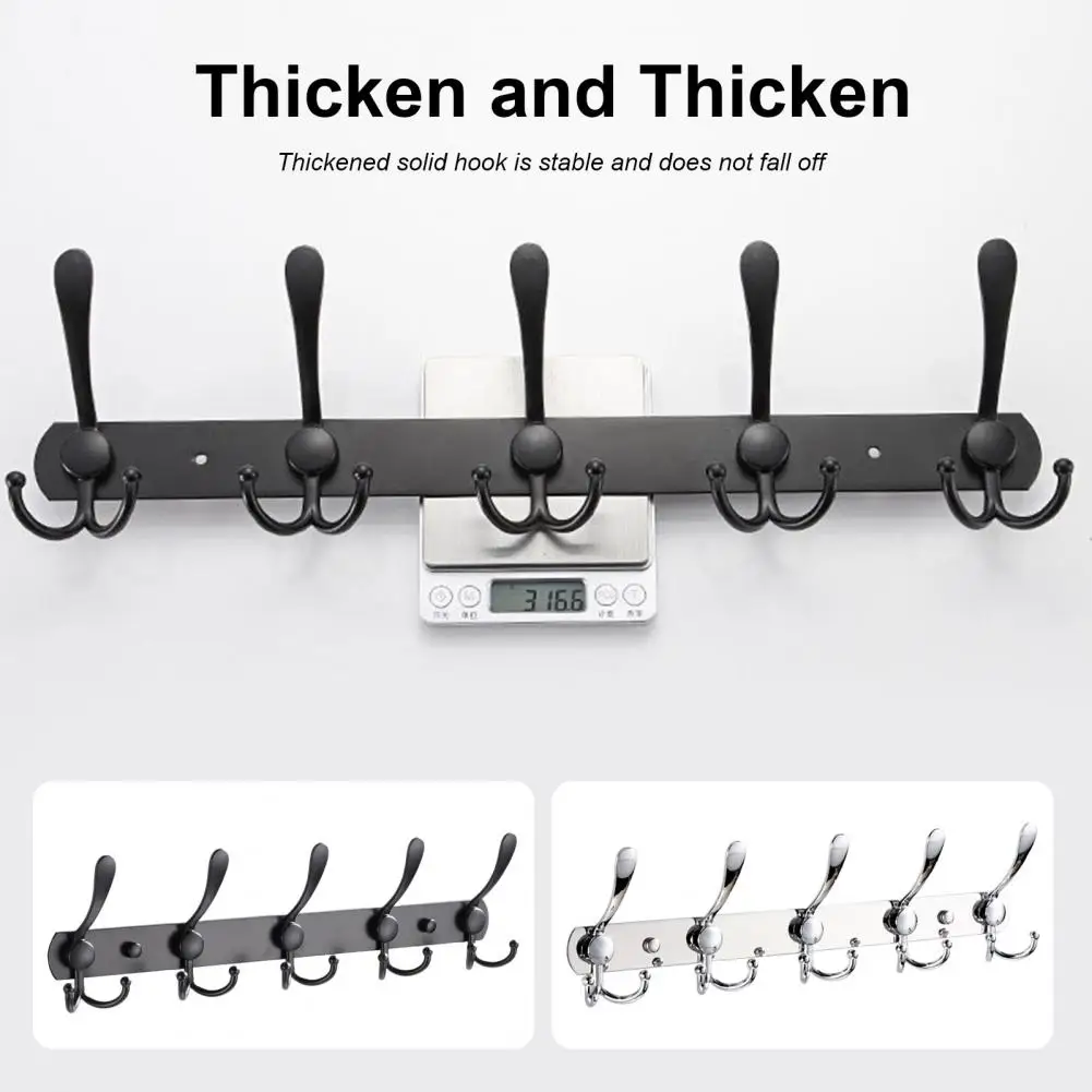 

5 Hooks Stainless Steel Wall-mounted Bathroom Hook Rack Towel Clothes Coat Hat Holder Hallway Bedroom Kitchen Storage Rack