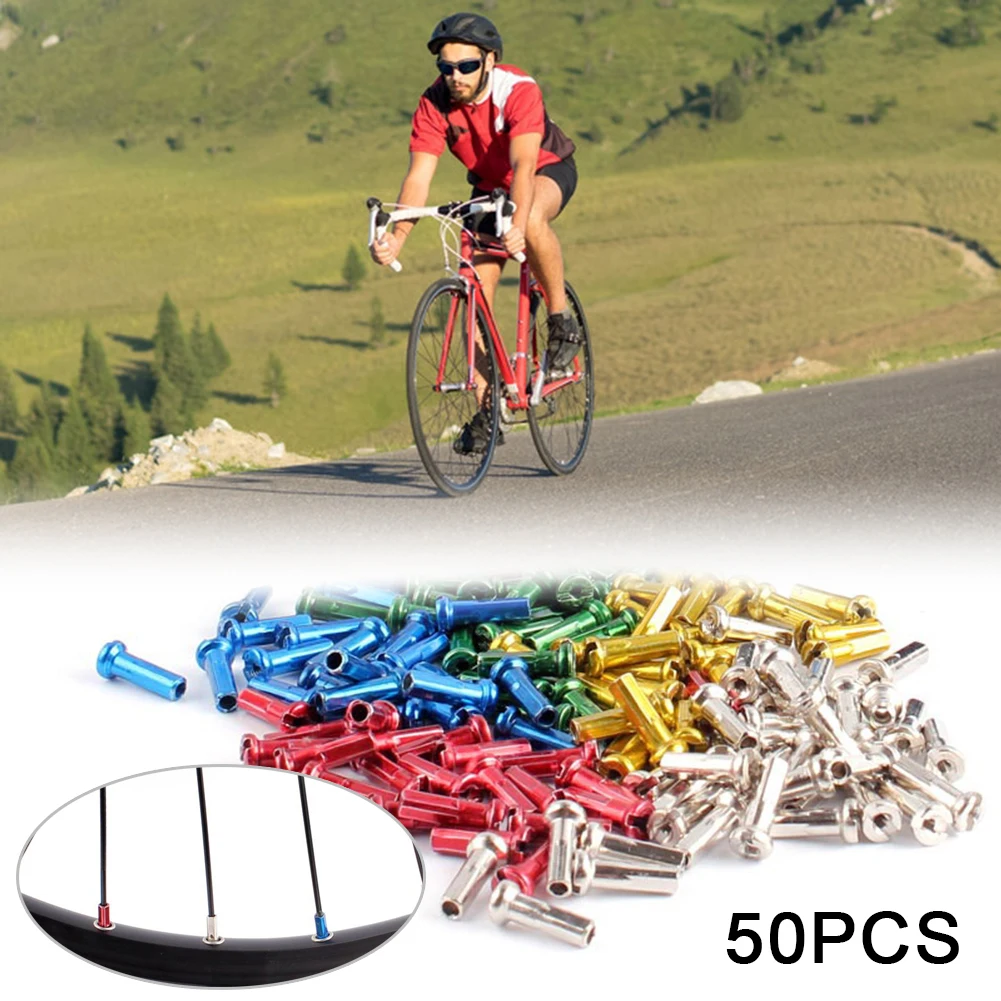 

50pcs/Set Bike Bicycle Cycling Copper Spoke Nipples 14mm 14G Bicycle Spoke Wire Multi-Color Bicycle Parts