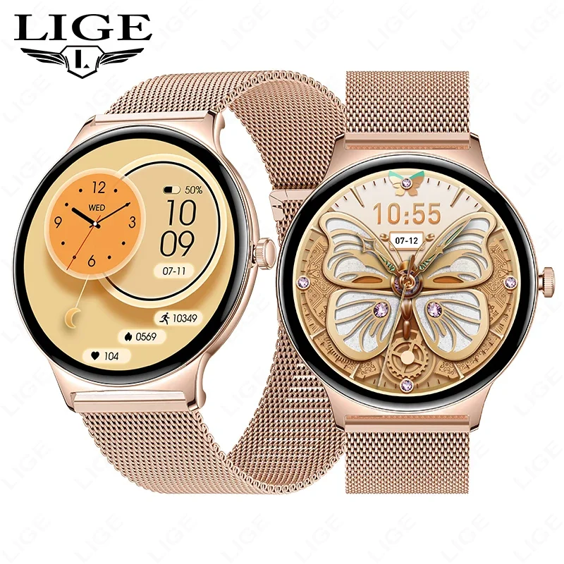 

LIGE 2025 New Women Smart Watch Amoled Screen Sport Fitness Watches BT Call Digital Smartwatch mujer Ultra Thin Wristwatch Woman