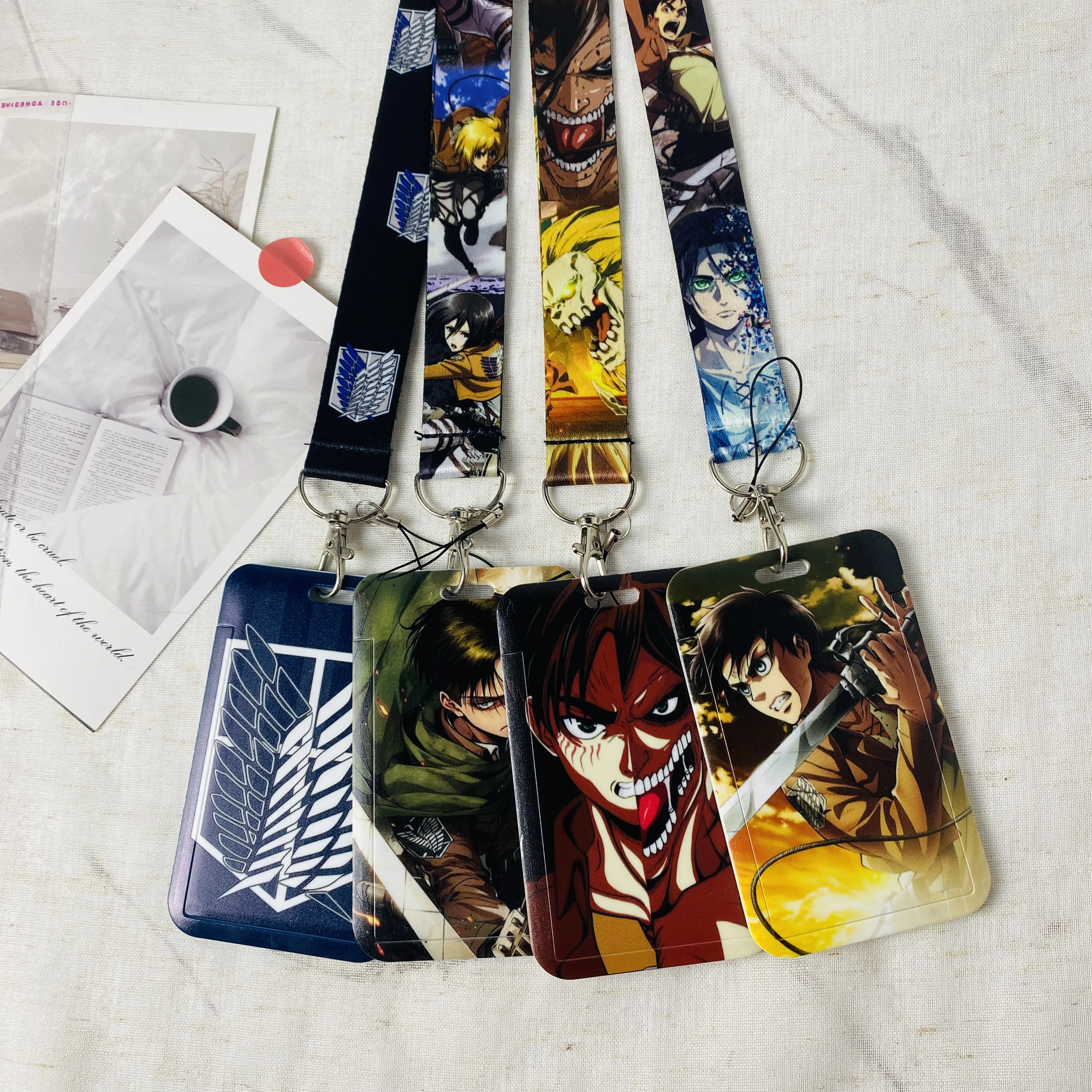 Anime Manga Lanyard Badge Holder ID Card Lanyards Cell Phone Rope Key Lanyard Neck Straps Keychain Key Ring Student Plastic Case