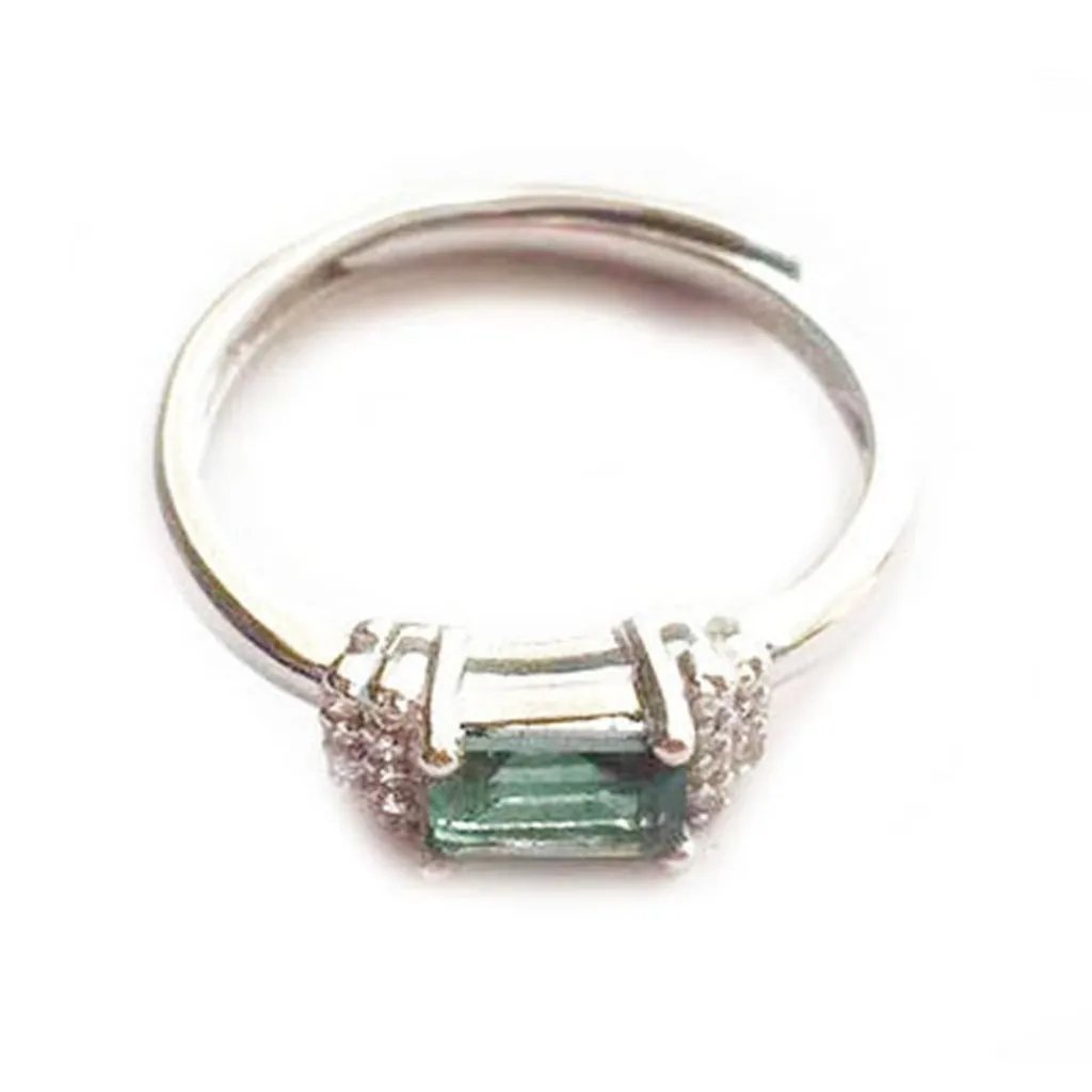 

5A Genuine Tourmaline S925 Sterling Silver Adjustable Ring Natural Gem Crystal Jewelry