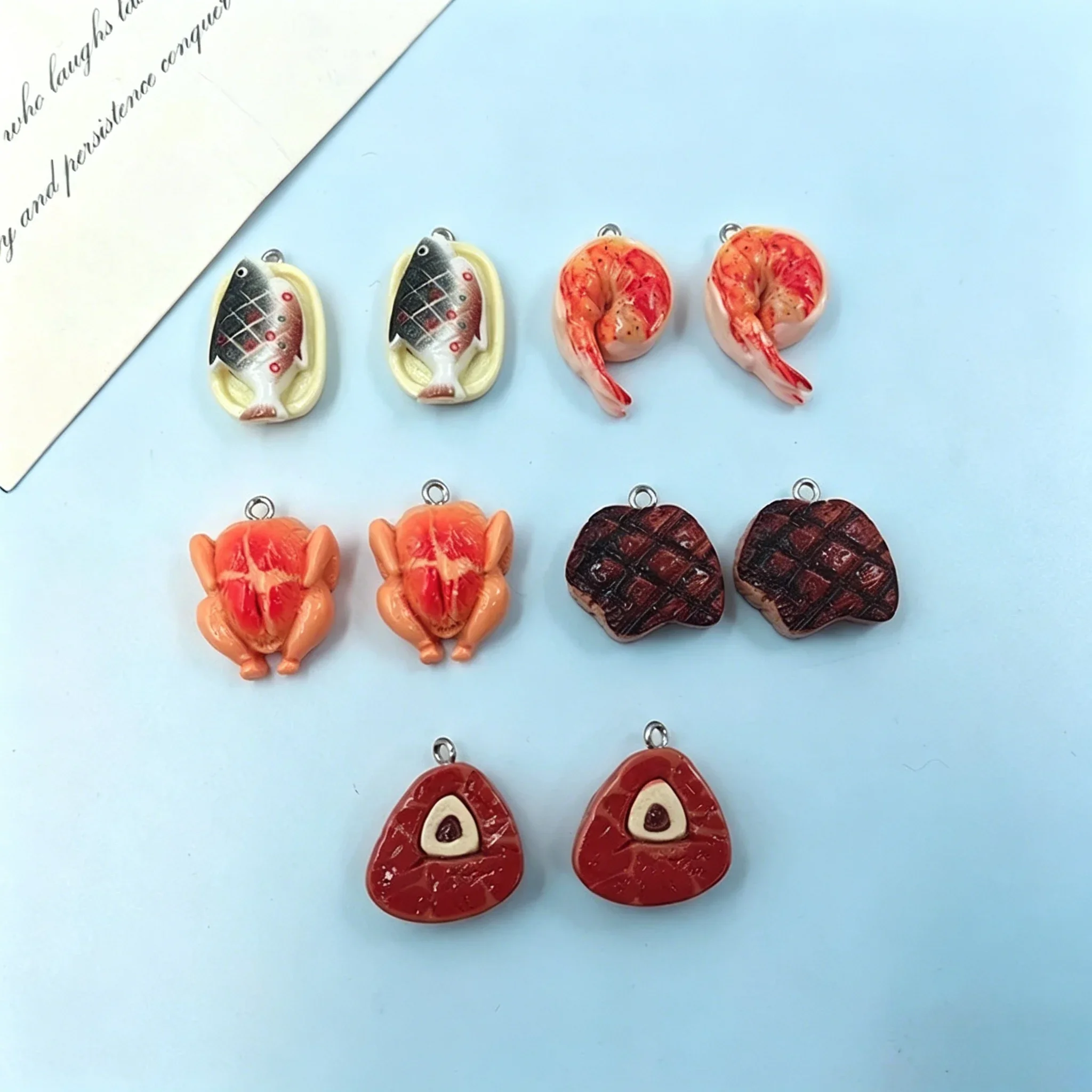 10Pcs Kawaii Meat Themed Resin - Resin Craft Supplies 评论和价格