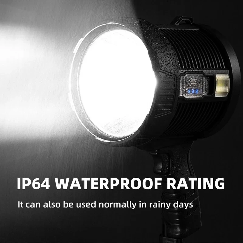 XHP100 High Power Portable Led Flashlight Outdoor Searchlight Spotlights Rechargeable Torch ABS Built-in Battery Emergency Light