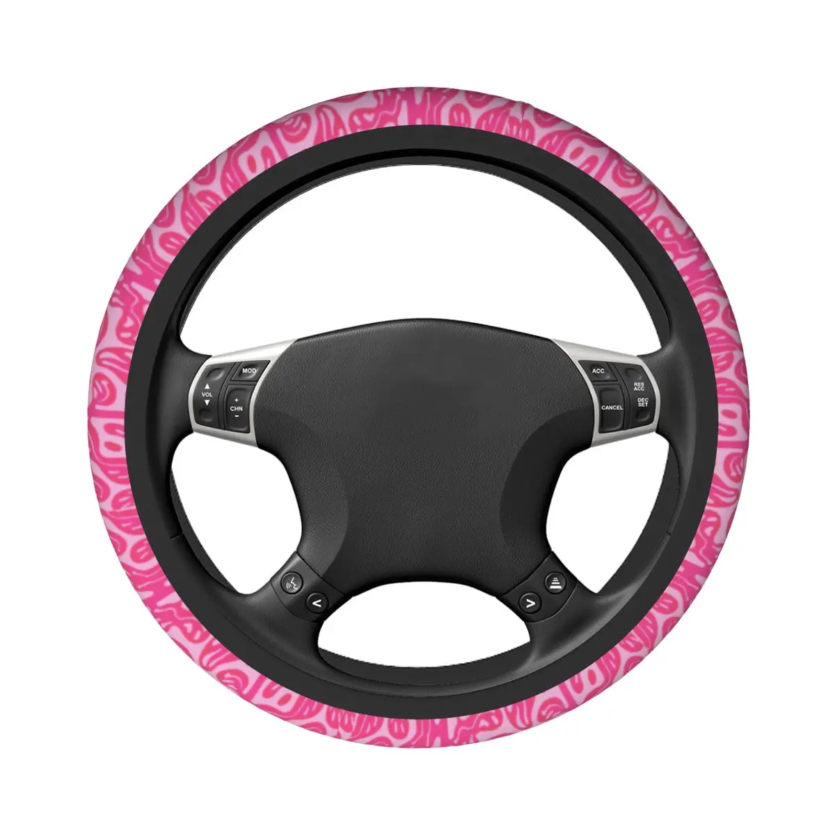 38cm Car Steering Wheel Cover Hot Pink Melted Smile Anti-slip Braid On The Steering Wheel Cover Auto Steering-Wheel Accessories