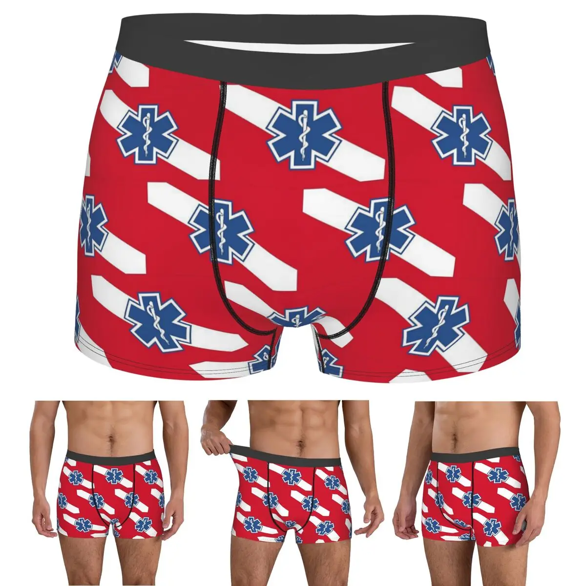 Boxer Underpants Shorts Emt Star Of Life Emergency Medical Panties Men's Breathable Underwear for Homme Man Boyfriend Gifts