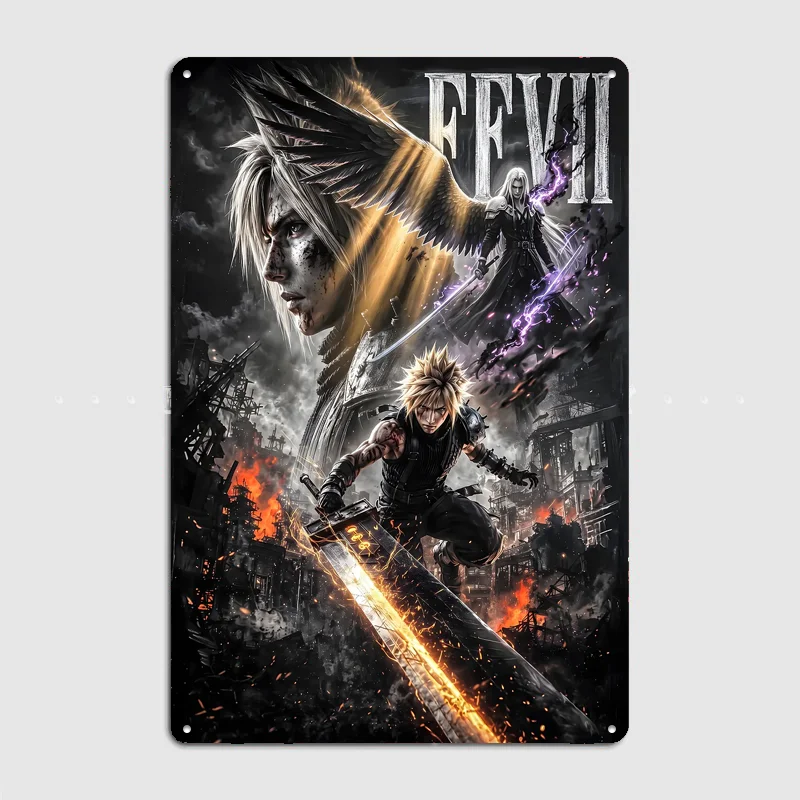 Final Fantasy VII Remake Poster Metal Sign Custom Bar Room Decoration Bedroom Indoor Decor Home Wall Decor Posters