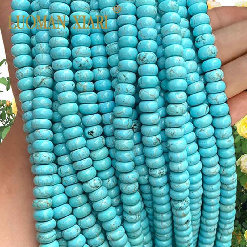 5x8MM AA Rondelle Blue Tourquoise Abacus Natural Stone Loose Space Beads for Jewelry Making Diy Bracelet Accessories Charms 15''