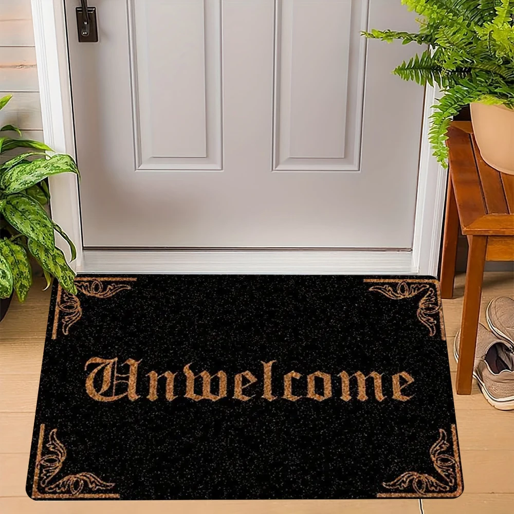 1 قطعة Hallowmas "UNWELCOME" القوطية نمط ترحيب البساط ممسحة غرفة المعيشة غرفة نوم مدخل باب الكلمة حصيرة المدخل الفناء الخلفي FootMat