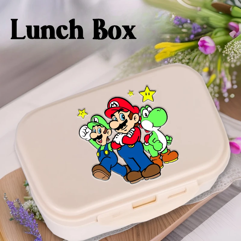 

Super Marios Boy Girl Lunch Box Kawaii Anime Portable Bento Boxs Student Hermetic Food Crisper Single Layer Capacity Kids Gift