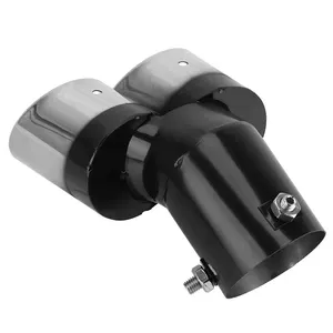 Universal Curved Double output car exhaust silencer tube car decoration rear tube chrome car style stainless steel 8 MAIN SALES FALSE EXHAUST - №2