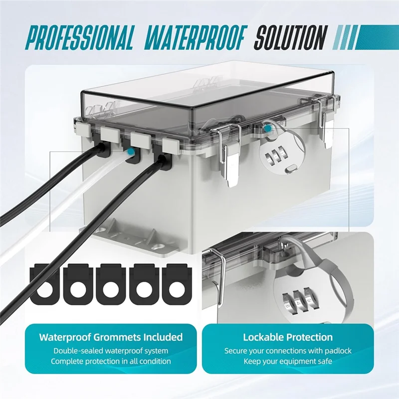 ABKS-Outdoor Waterproof Extension Cord Cover, IP66 Electrical Outlet Box 9" X 5" X 4.3" For Outdoor Power Connections Plug