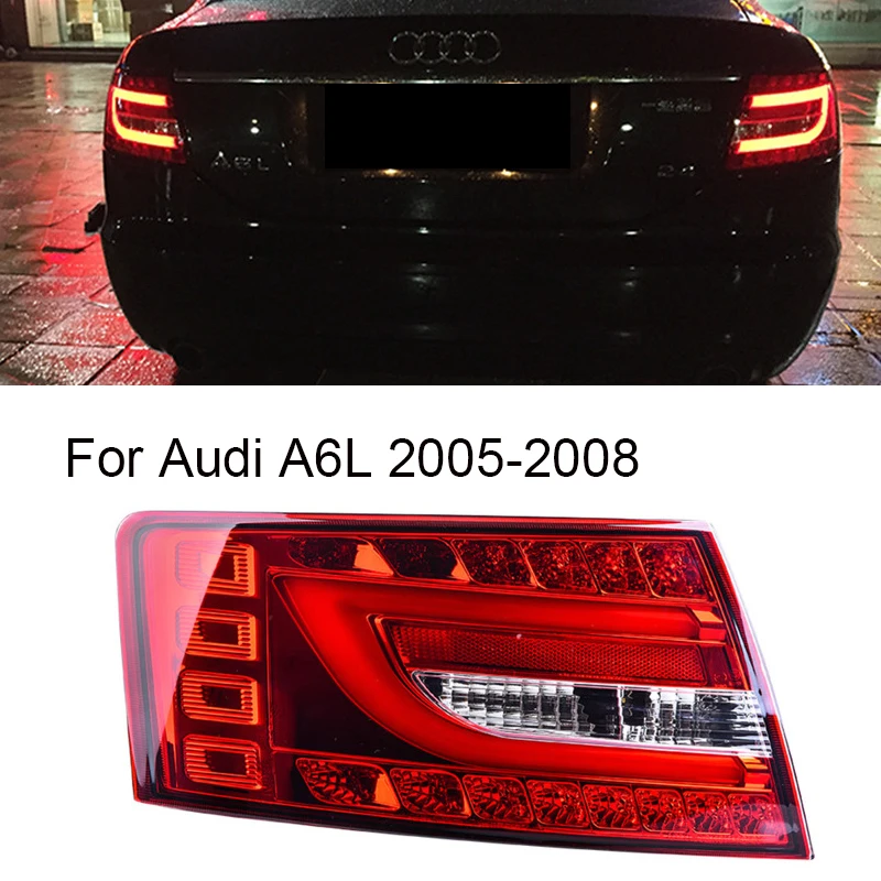 For A6 A6L 2005-2008 C6 LED Dynamic Taillight Rear Fog Lamp Turn Signal Highlight Reversing and Brake Clean Black