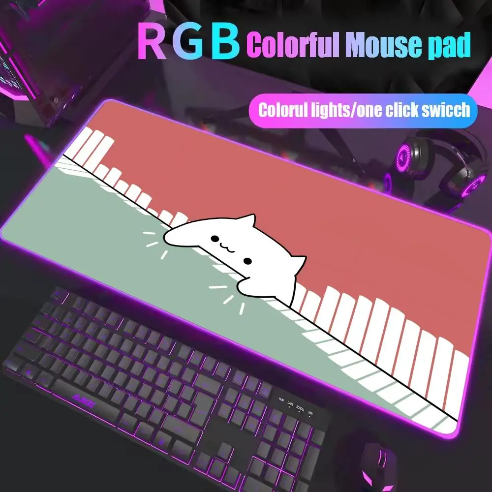 

RGB Cartoon Cute Cat Favorite Mousepad Pc Gamer Keyboard Mouse Pad LED Glowing Kawaii Mouse Mats Gaming Computer Rubber Mausepad