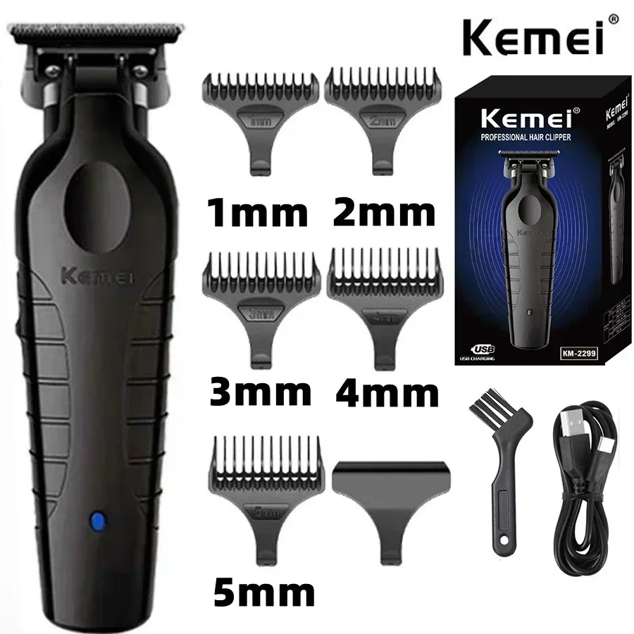 Kemei KM-2299 Kapper Draadloze Tondeuse 0mm Zero Gapped Carving Clipper Detailer Professionele Elektrische Afwerking Snijmachine