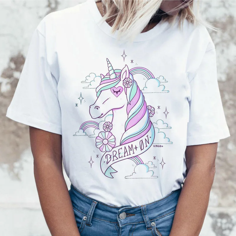 

Unicorn Kawaii Unicornio 90s women t shirt top tee shirts female ulzzang harajuku Short Sleeve Hip Hop korean style Graphic