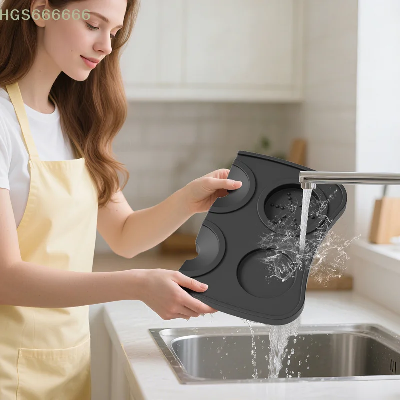 

Espresso Coffee Tampering Accessory; Durable Silicone Corner Mat Pad WDT Tools for Anti Station Barista Press