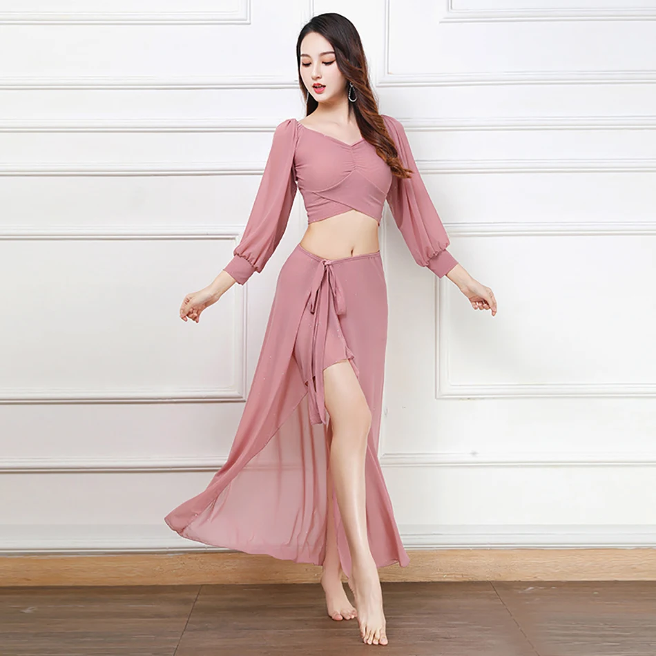 Belly Dance Practice Clothes Sexy Costumes For Adult Female Belly Dancing Training Clothes Modal Beginner Long Skirt and Top