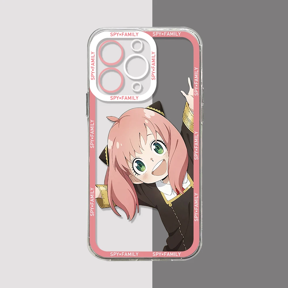 SPY X FAMILY Anime Kawaii Anya Phone Case For iPhone 15 14 13 12 11 Mini Pro Max X XR XSMax 6S 6 7 8 Plus SE20 Transparent Cover