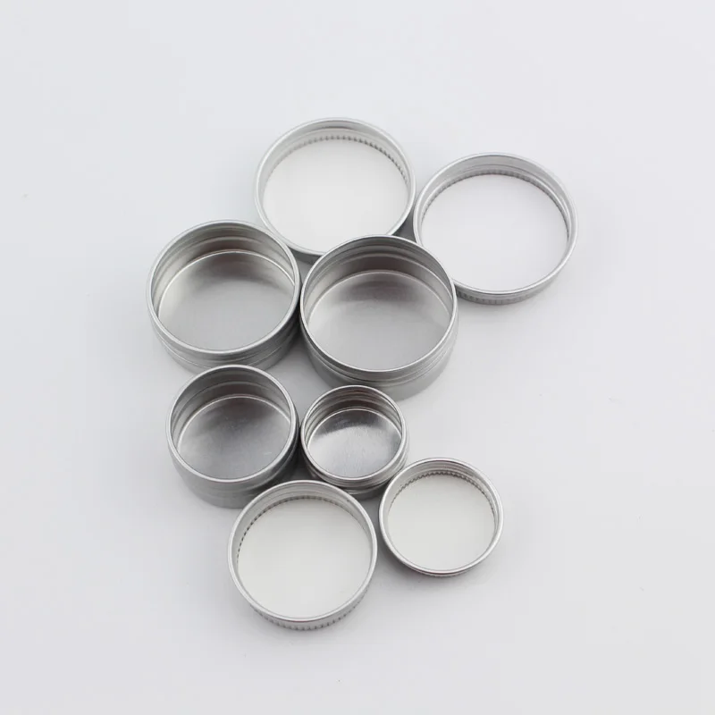 Latas vacías de aluminio plateado con tapa de tornillo, latas de especias con tapa de tornillo, 5g, 10g, 12g, 15g, 30g, 100 piezas