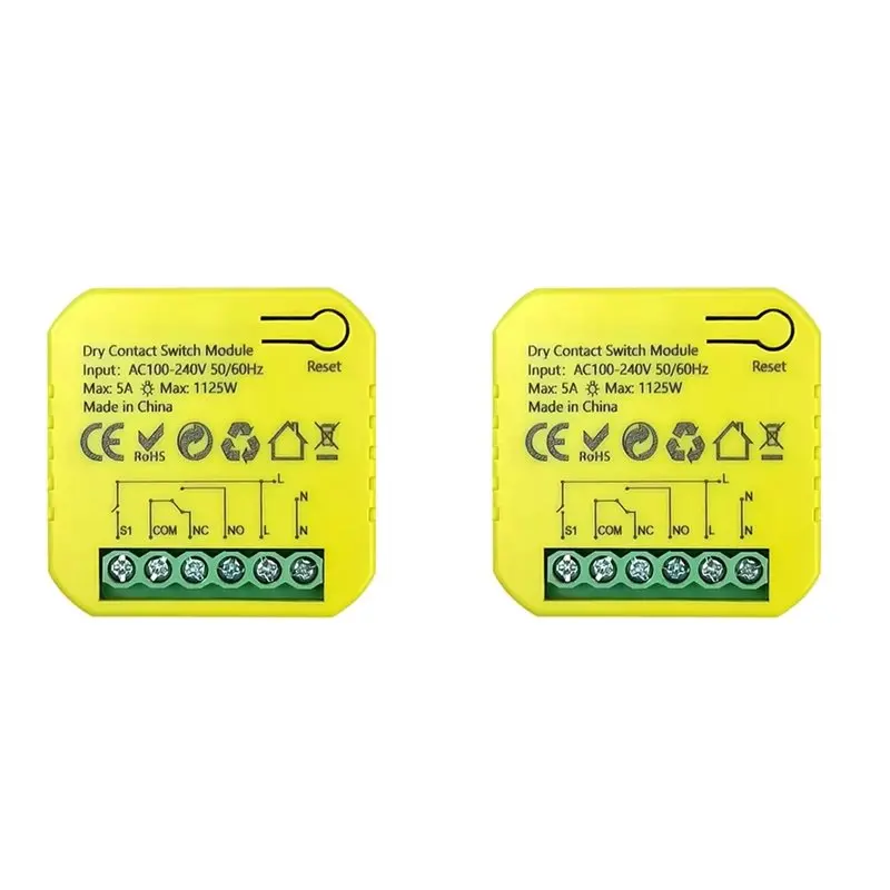 

【РЕКОМЕНДУЕМ】2X Умное реле сухого контакта Tuya Zigbee 5A, дистанционное управление через приложение, таймер, DC12/24V, AC100-240V, поддержка Google Alexa