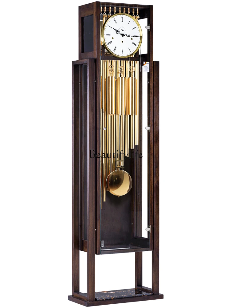 

Simple Vertical Mechanical Clock Hermle Movement American Light Luxury the Grandfather Clock