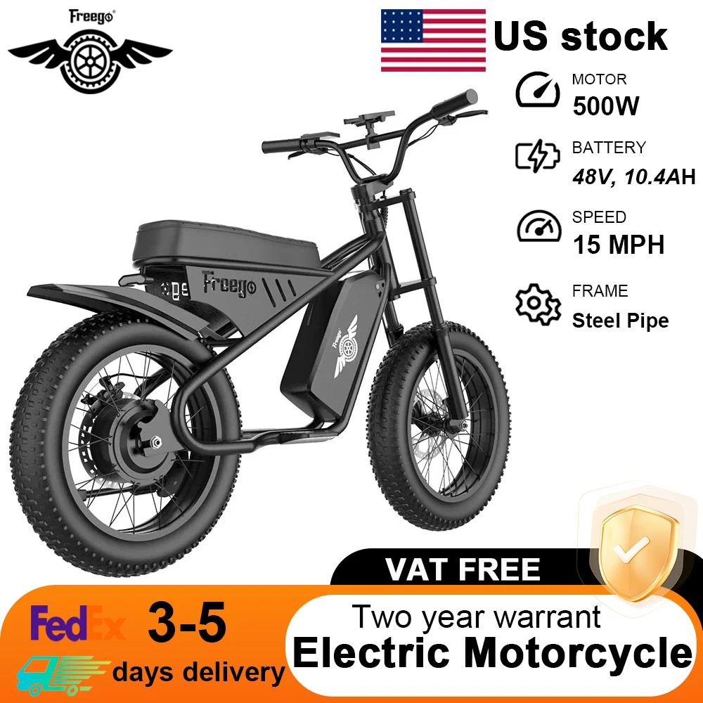 

Freego Mini Electric Dirt Bike for Kids Adults Ebike 800W Motor 48V 10.4Ah 16"x3 Fat Tire Electric Motorcycle E Bike