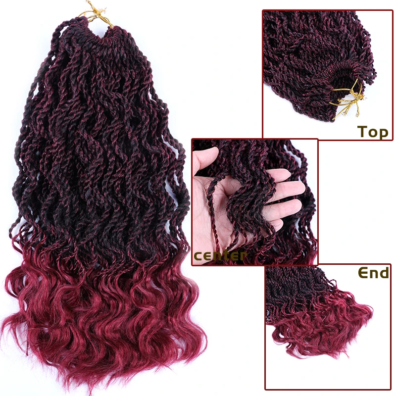 Full Star Ombre Braiding Hair Senegalese Twist  Curly Ends Crochet Braids Synthetic Crochet Braids Hair 14" 35 strands /pack