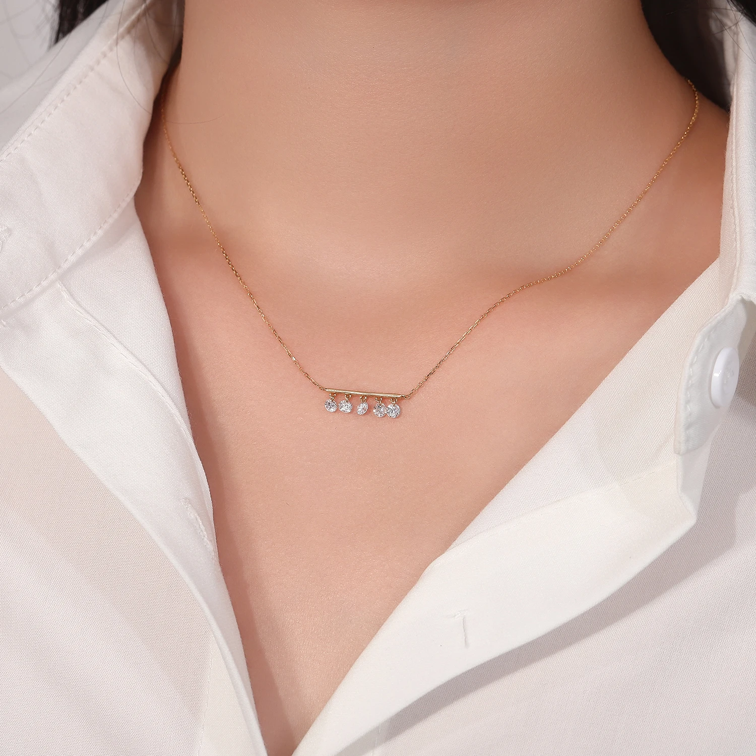 Provence balance beam Pendant Necklace 18KGold Lab diamonds Wedding Link Chain Necklace women Anniversary Fine Christmas Gifts