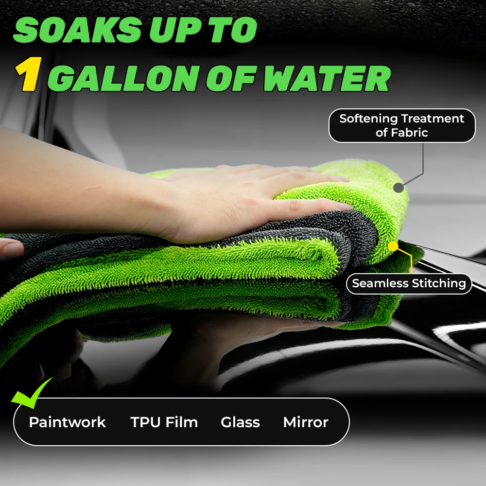 Microfiber Car Drying Towel Set 40x60/60x90cm Lint Free Scratch Free Absorbent for Cars SUVs Trucks RVs Boats
