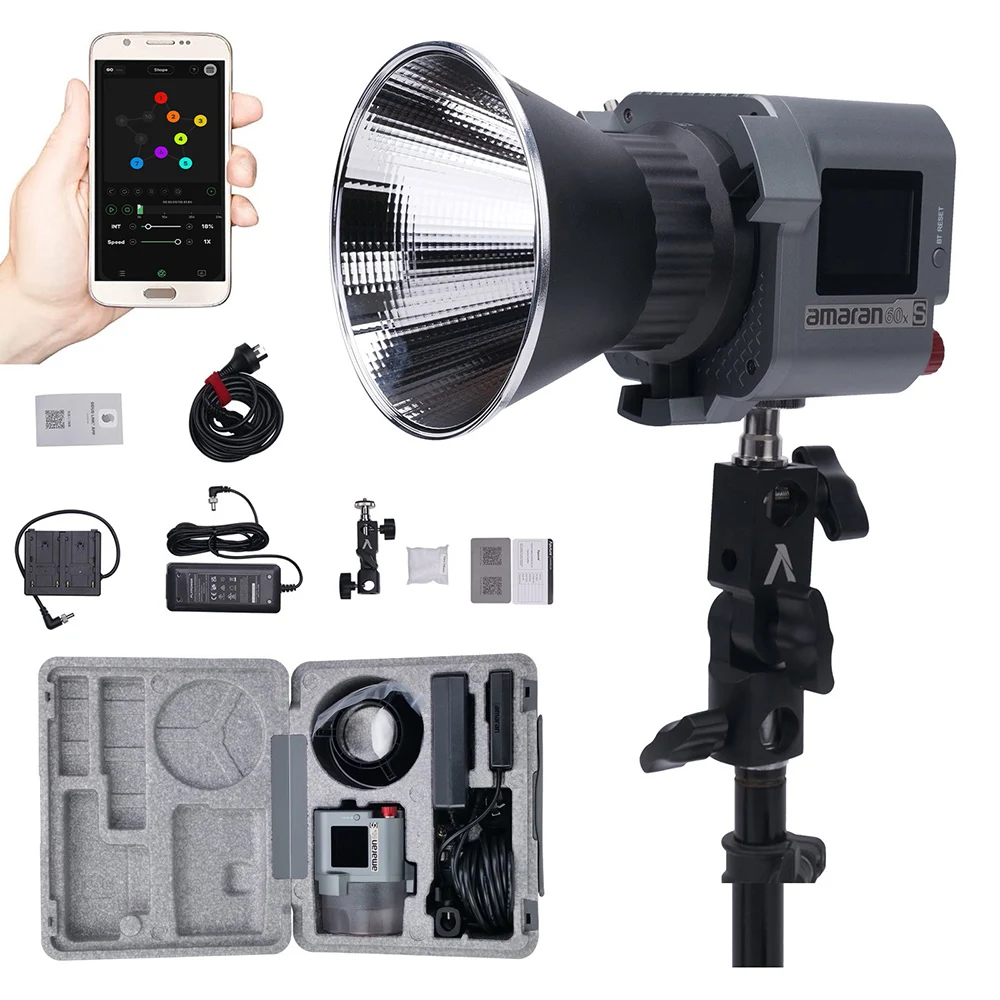 【DO BRASIL】Aputure Amaran 60x S LED Video Light 65W 2700-6500K Bi-color 9 Lighting Effects Bluetooth App Control Studio Light