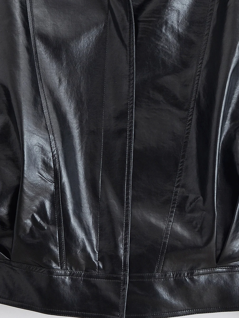 معطف نسائي أنيق من جلد البولي يوريثان الرائع من جلد البولي يوريثان مع سحاب ملابس خارجية فضفاضة بتصميم طية صدر السترة طويل للشتاء