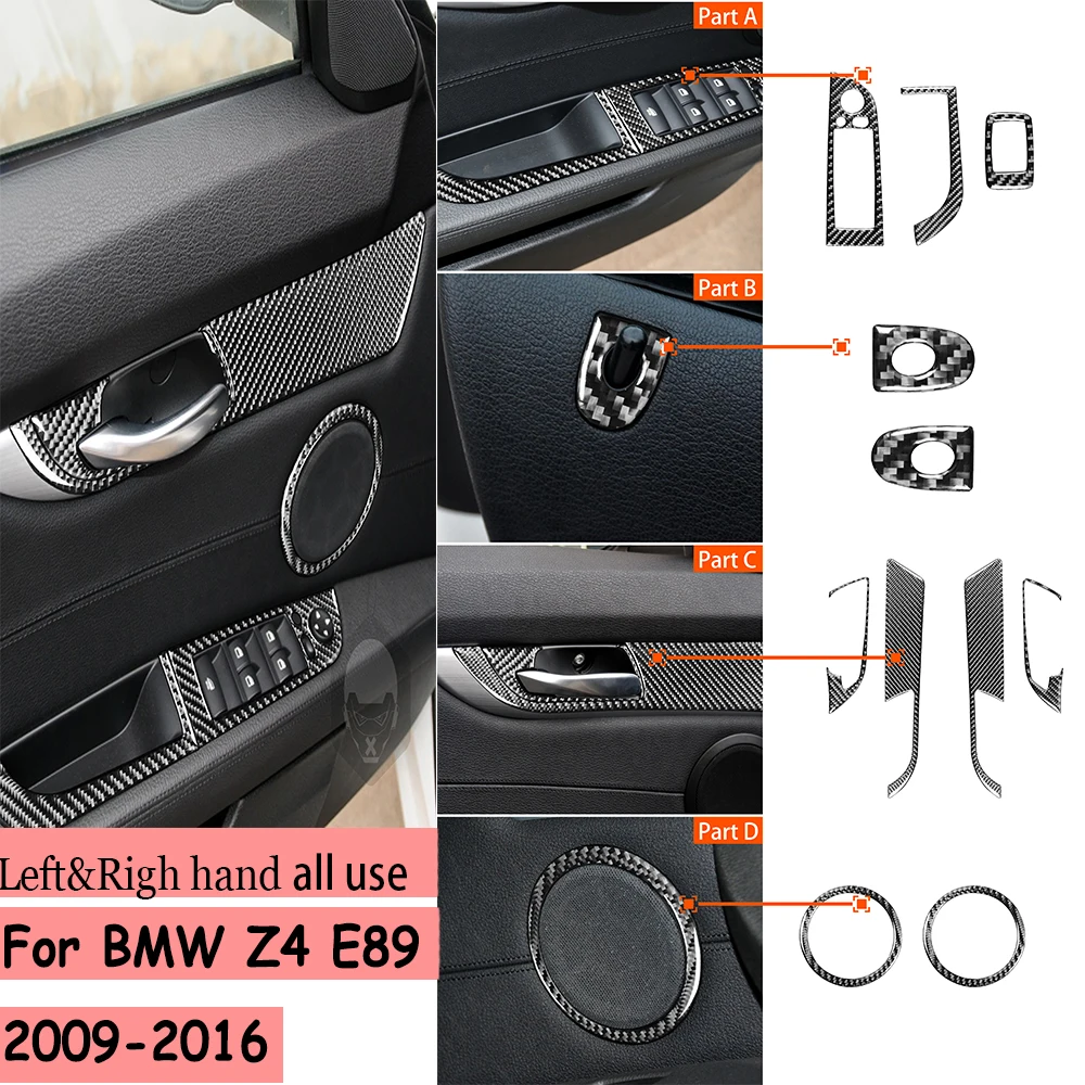 Real Carbon Fiber Full Interior Door Panel Decor Trim Complete Set Car Interior Accessories Stickers For BMW Z4 E89 2009-2016