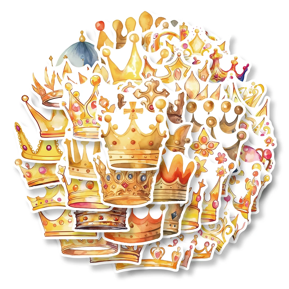 50PCS Cartoon Crown Stickers Fairy Tale World Exquisite Handbooks Phone Cases Laptop Water Cups Luggage Waterproof Stickers