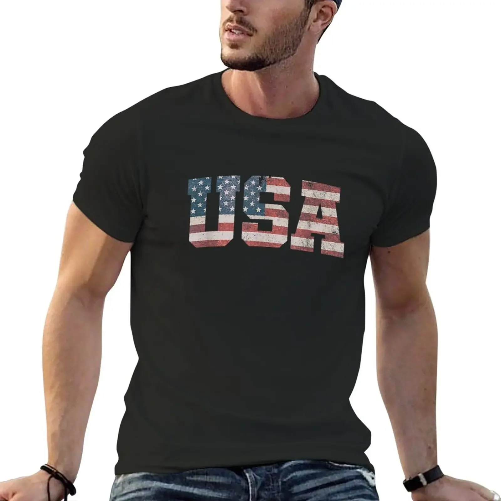 

New USA Flag Patriotic 4th of July America T-Shirt blank t shirts Aesthetic clothing plus size t shirts mens vintage t shirts