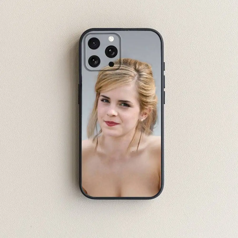 حافظة هاتف A-مثلة Emma W-Watson لهاتف iPhone 17,16,15,14,13,12,11 Plus,Pro Max,XS,X,XR,SE,Mini,8,7,غطاء أسود من السيليكون الناعم