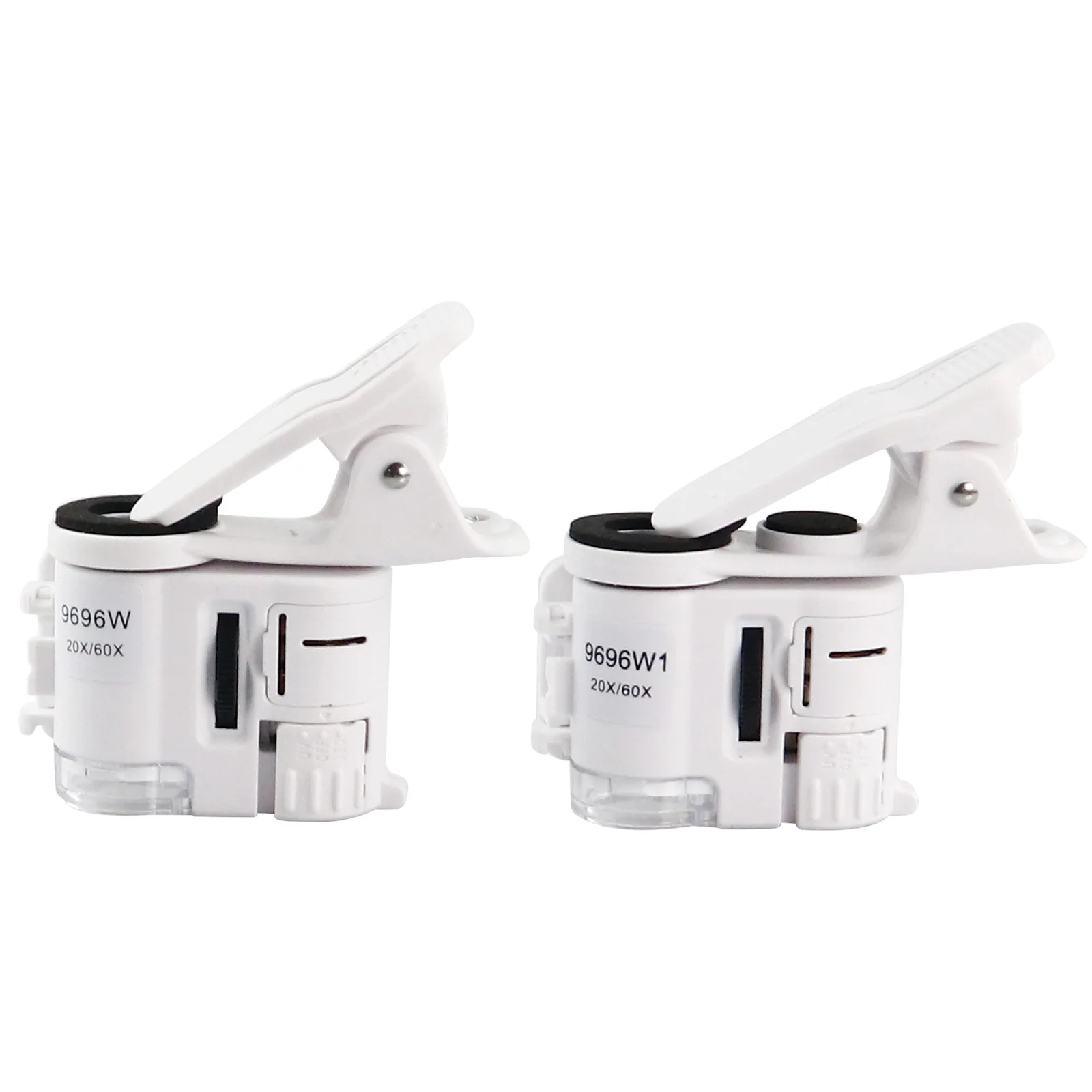 Universal Clip Microscope 60X 20x LED Jewelry Magnifying Glass Pocket Microscope Loupe Magnifier with Cell Phone Clip