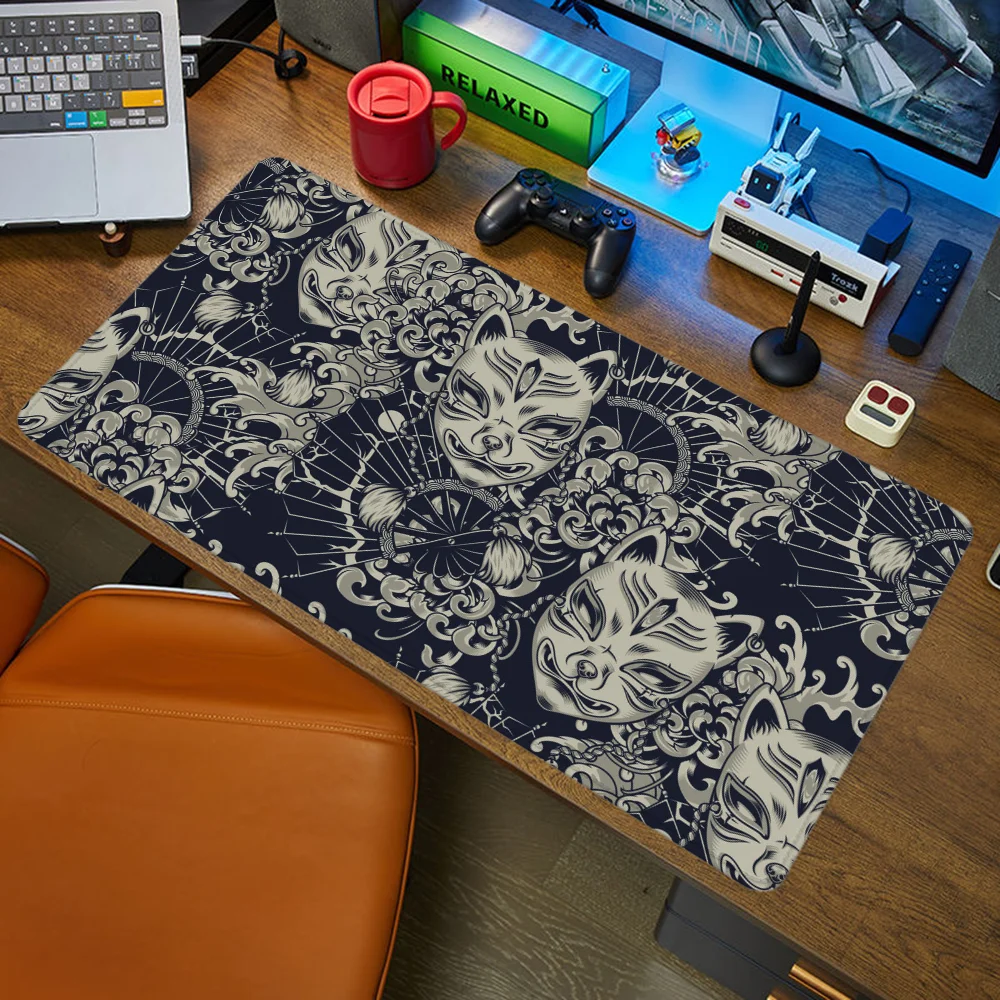 Kitsune Mask Computer Table Gaming Mats Mouse Mat Gamer Desk Accessories Office Mause Pad Mousepad Anime Large Pc Xxl Pads Setup