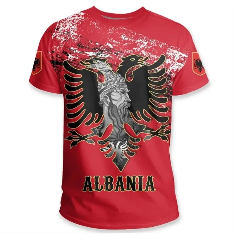 Albania Flag Graphic T Shirts Albanian National Emblem 3D Print T Shirt For Men Clothes Sport Contest Jersey Eagle Tee Boy Tops