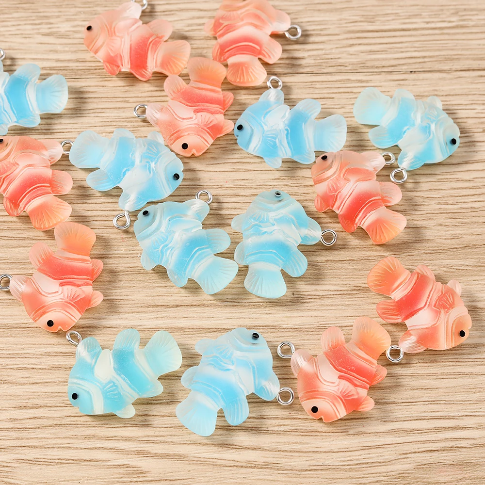 Tusember 20pcs/lot Cute Kawaii Resin Fish Charms Clown Fish Pendants for Jewelry Making Earrings Necklace Accessories