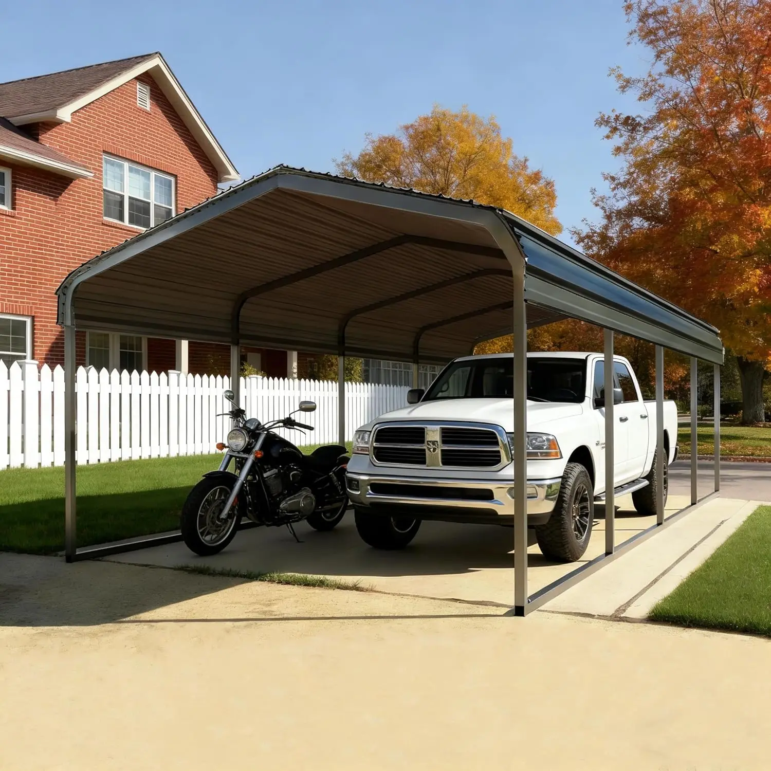 

Heavy Duty Galvanized Steel Carport Canopy All Weather Anchor Kit RV Boat Truck Shelter 12x20FT Easy Assembly, Custom