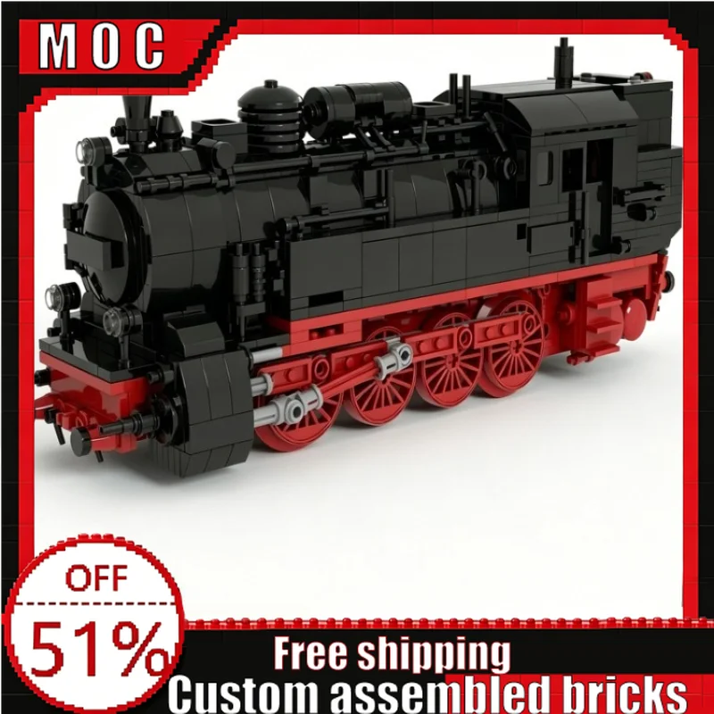 1044 Teile MOC Neues Vintage-Dampflokomotiven-Modell Baukasten DIY-Montage Lernspielzeug Kreative Sammlerstücke Ausstellungsstücke Geschenke