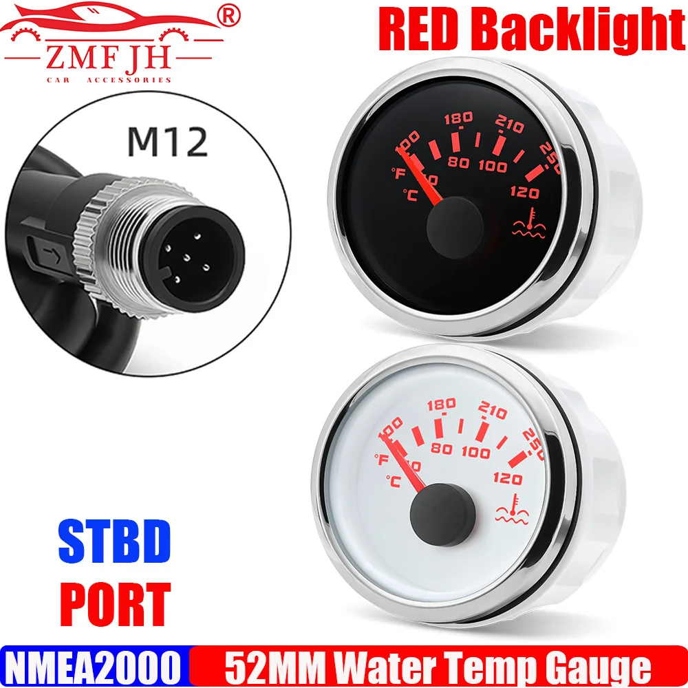 

Датчик температуры воды ZMFJH NMEA2000 2"52MM для левого/правого двигателя, левого/правого борта, для лодок, яхт, судов 40-120 ℃ 100-250 ℉ Измеритель напряжения 12В/24В