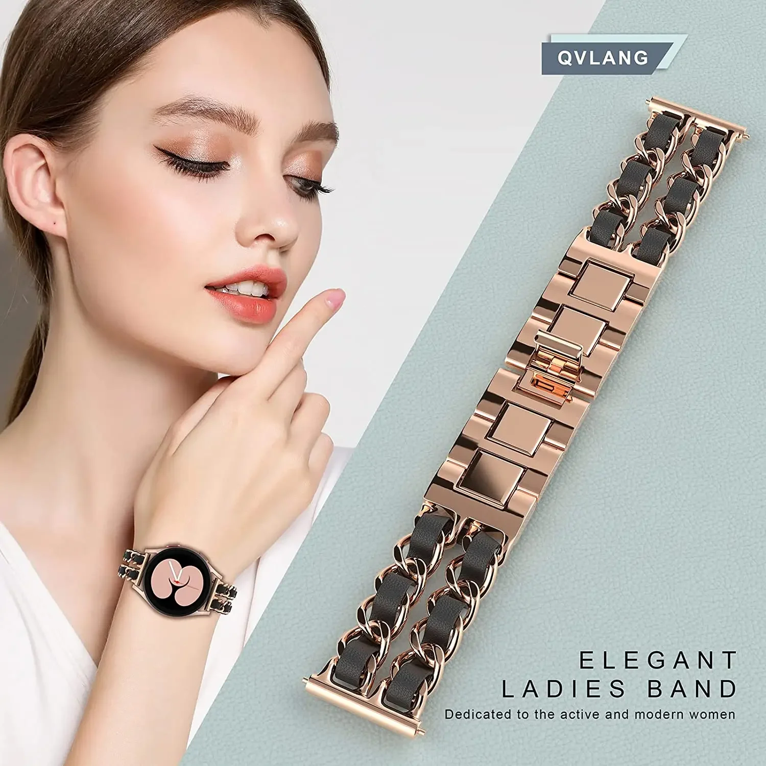 Paski 20mm 22mm do Samsung Galaxy Watch 7/6/5 Pro/4 classic/active 2 Skórzane+pokrętła metalowe bransoletka correa HUAWEI GT2e 3 4 5 Band
